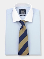 Savile Row Company Slim Blue Contrast Collar Double Cuff 100% Cotton Shirt - Image 1 of 4