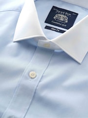 Savile Row Company Slim Blue Contrast Collar Double Cuff 100% Cotton Shirt - Image 3 of 4