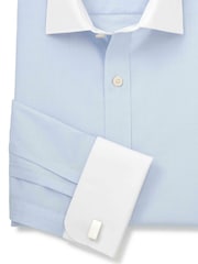 Savile Row Company Slim Blue Contrast Collar Double Cuff 100% Cotton Shirt - Image 4 of 4