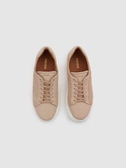 Reiss Blush Cassidy Leather Suede Lattice Trainers - Image 3 of 5