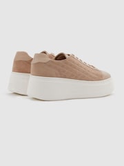 Reiss Blush Cassidy Leather Suede Lattice Trainers - Image 4 of 5
