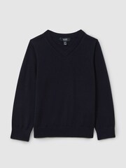 Reiss Navy Earl 13-14 yrs Merino Wool V-Neck Jumper - Image 1 of 4