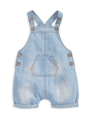 Mamas & Papas Blue Denim 100% Cotton Dungaree 2 Piece Set - Image 4 of 5