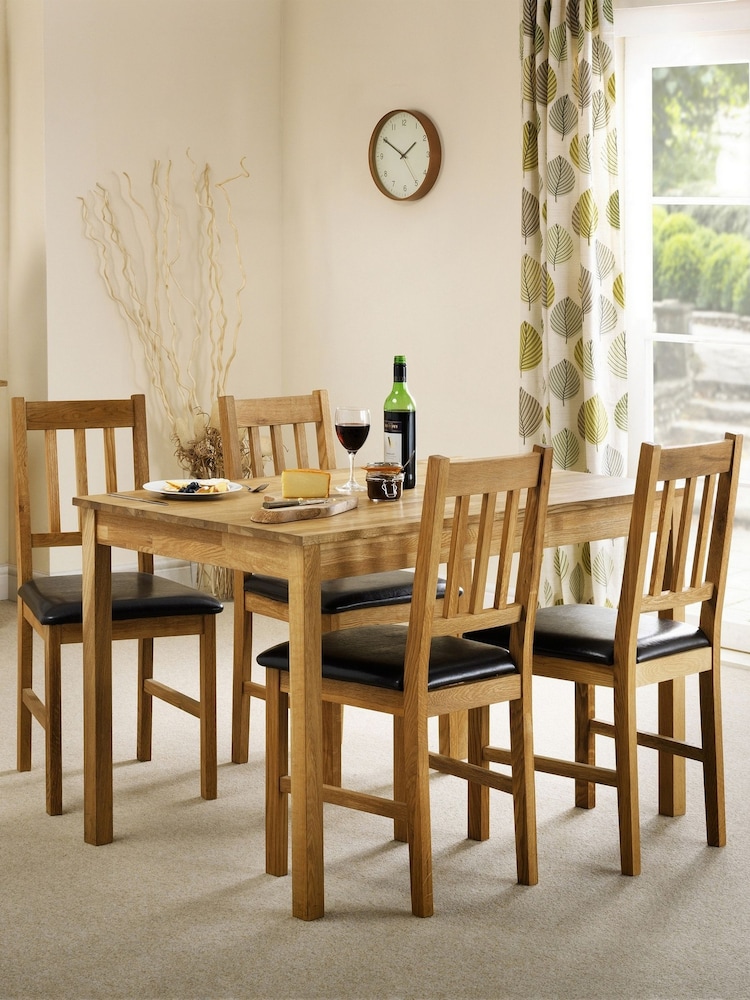 Julian Bowen Oak and Brown Set Of 2 Coxmoor Chairs - Image 1 of 4