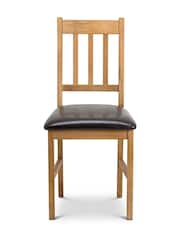 Julian Bowen Oak and Brown Set Of 2 Coxmoor Chairs - Image 5 of 8