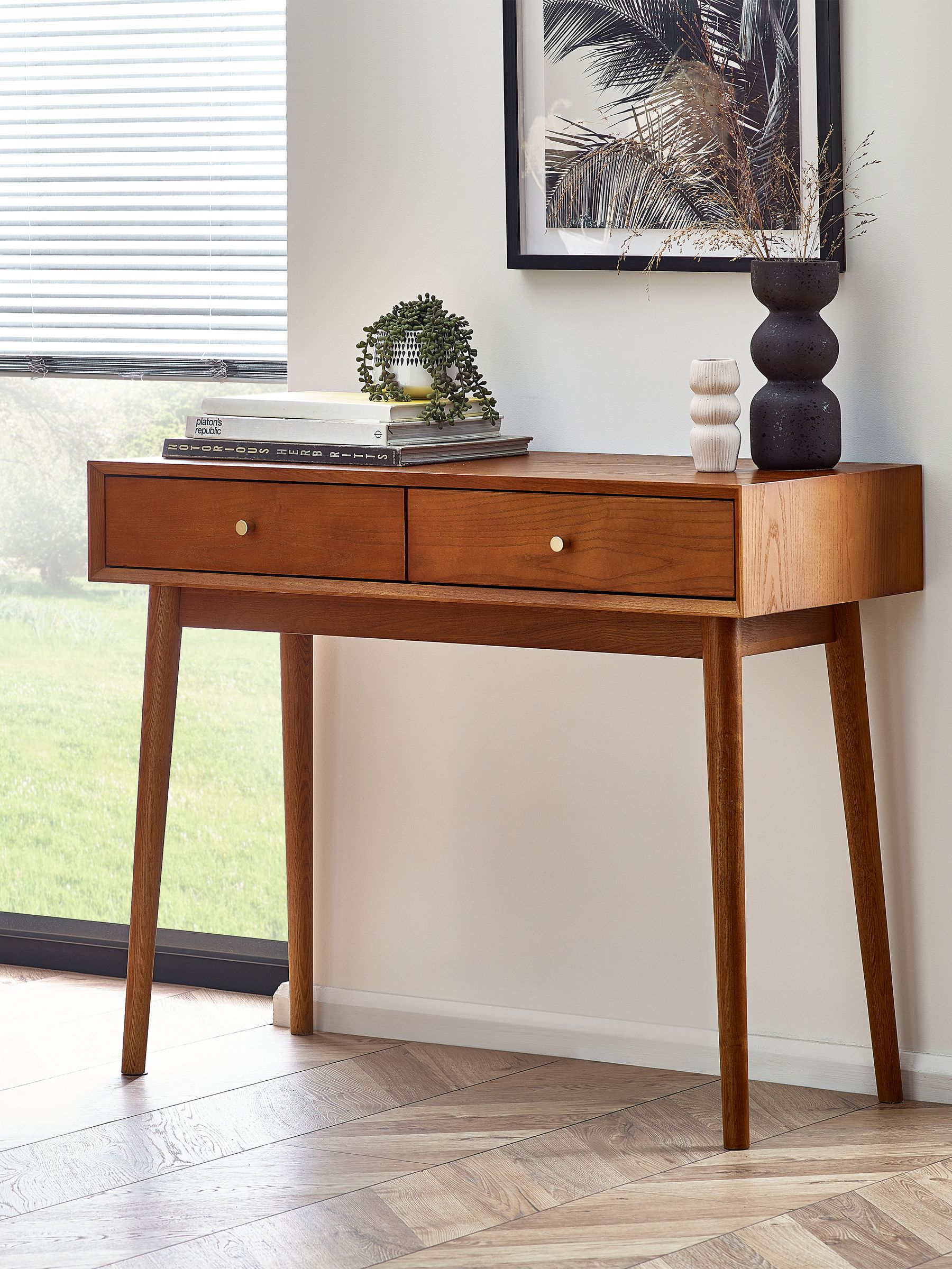 Julian Bowen Lowry 2 Drawer Writing Desk Cherry Ash - Image 4