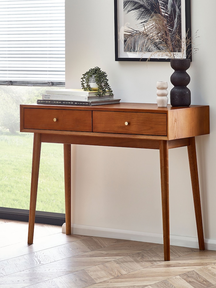 Julian Bowen Ash Lowry Writing Desk With 2 Drawers - Image 1 of 5