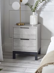 Julian Bowen Grey and Oak Bali 2 Drawer Bedside Table - Image 1 of 1