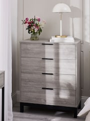 Julian Bowen Grey and Oak Bali 4 Drawer Chest - Image 1 of 6