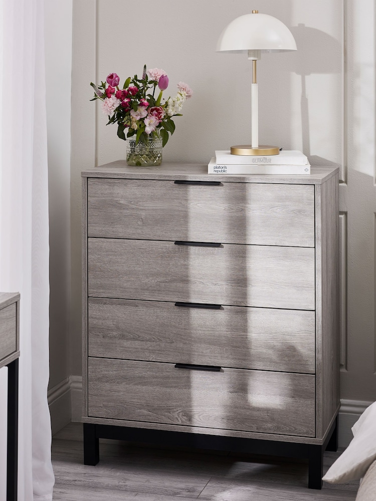 Julian Bowen Grey and Oak Bali 4 Drawer Chest - Image 1 of 6