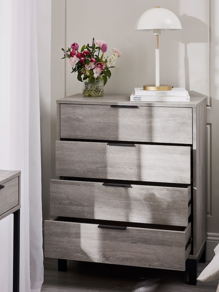 Julian Bowen Grey and Oak Bali 4 Drawer Chest - Image 2 of 6