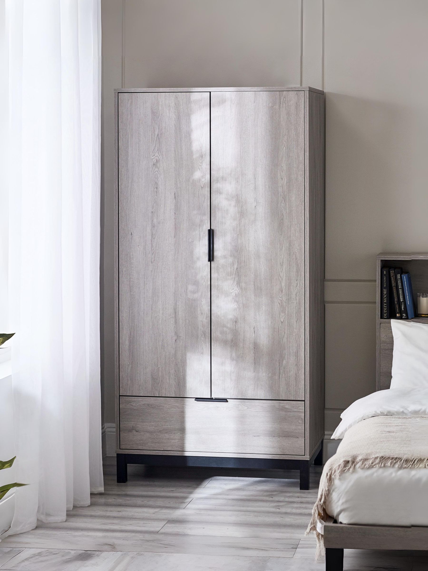 Julian Bowen Bali 2 Door Single Drawer Grey Oak Wardrobe - Image 7