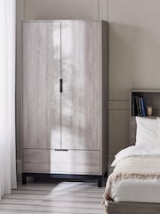 Julian Bowen Grey Oak Bali Double 1 Drawer Wardrobe - Image 1 of 6