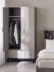 Julian Bowen Grey Oak Bali Double 1 Drawer Wardrobe - Image 2 of 6