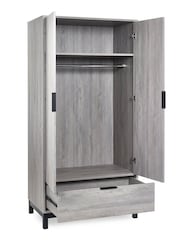 Julian Bowen Grey Oak Bali Double 1 Drawer Wardrobe - Image 4 of 6