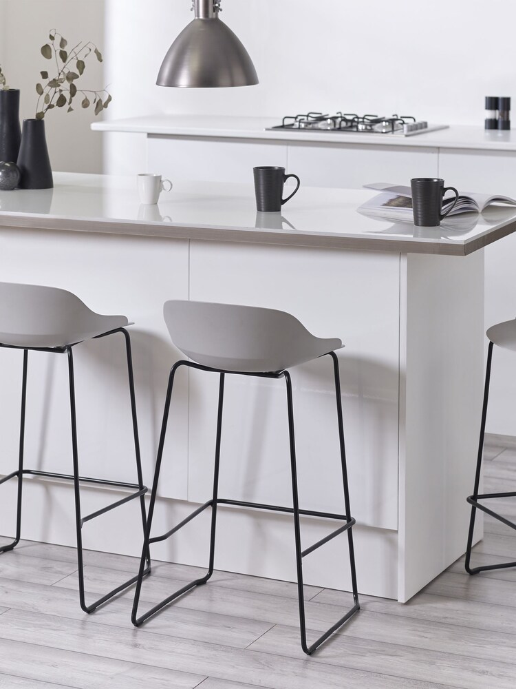 Julian Bowen Light Grey Set Of 2 Rocco Stools - Image 2 of 5