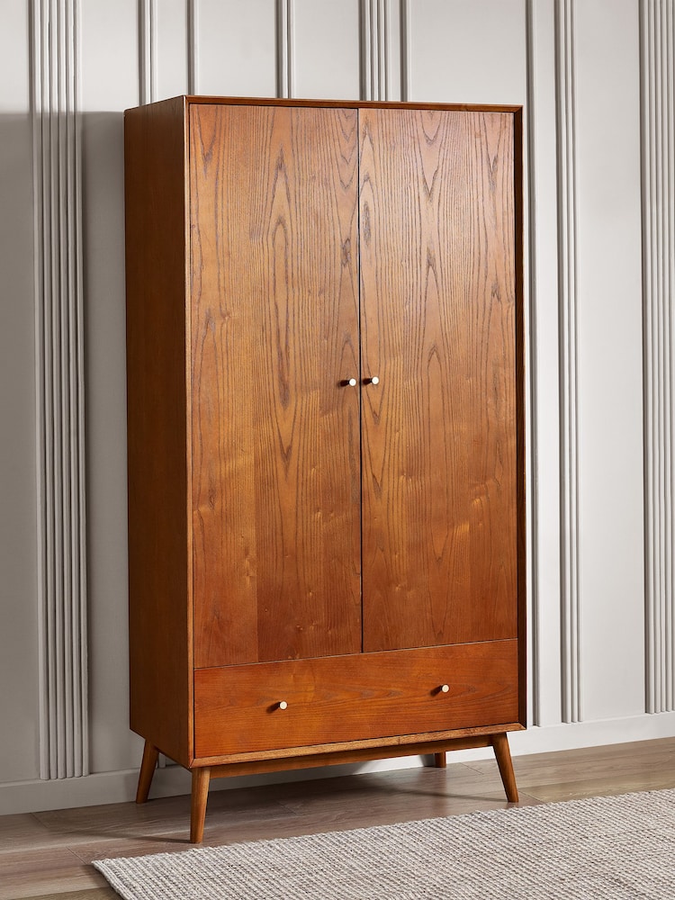 Julian Bowen Ash Lowry Double 1 Drawer Wardrobe - Image 1 of 6