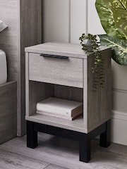 Julian Bowen Grey Oak Bali 1 Drawer Bedside Table - Image 1 of 6