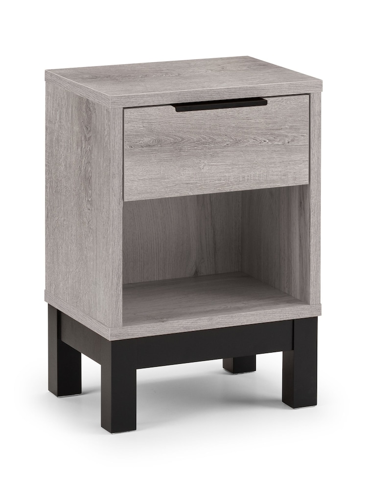 Julian Bowen Grey Oak Bali 1 Drawer Bedside Table - Image 2 of 6