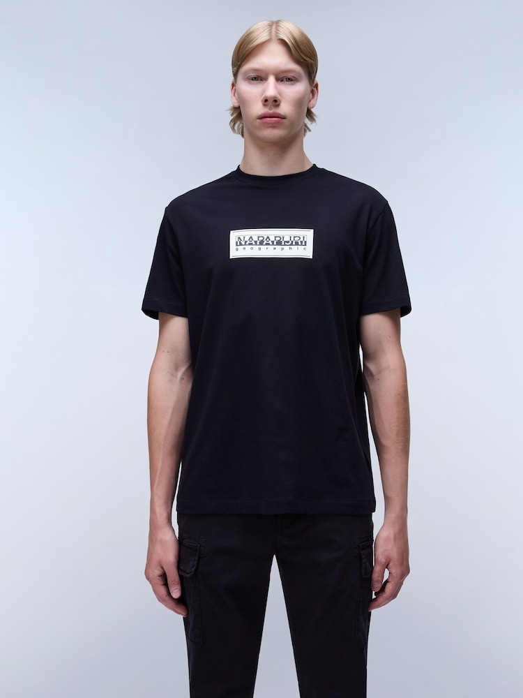 Napapijri Box 100% Cotton Short Sleeve Black T-Shirt - Image 1 of 6