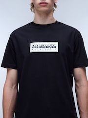 Napapijri Box 100% Cotton Short Sleeve Black T-Shirt - Image 3 of 6
