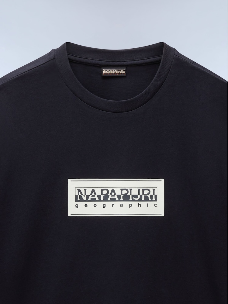 Napapijri Box 100% Cotton Short Sleeve Black T-Shirt - Image 6 of 6