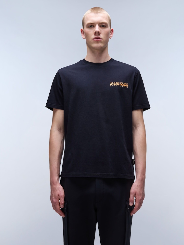 Napapijri Durand Black Short Sleeve 100% Cotton T-Shirt - Image 1 of 4