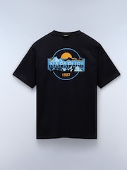Napapijri Durand Black Short Sleeve 100% Cotton T-Shirt - Image 4 of 4