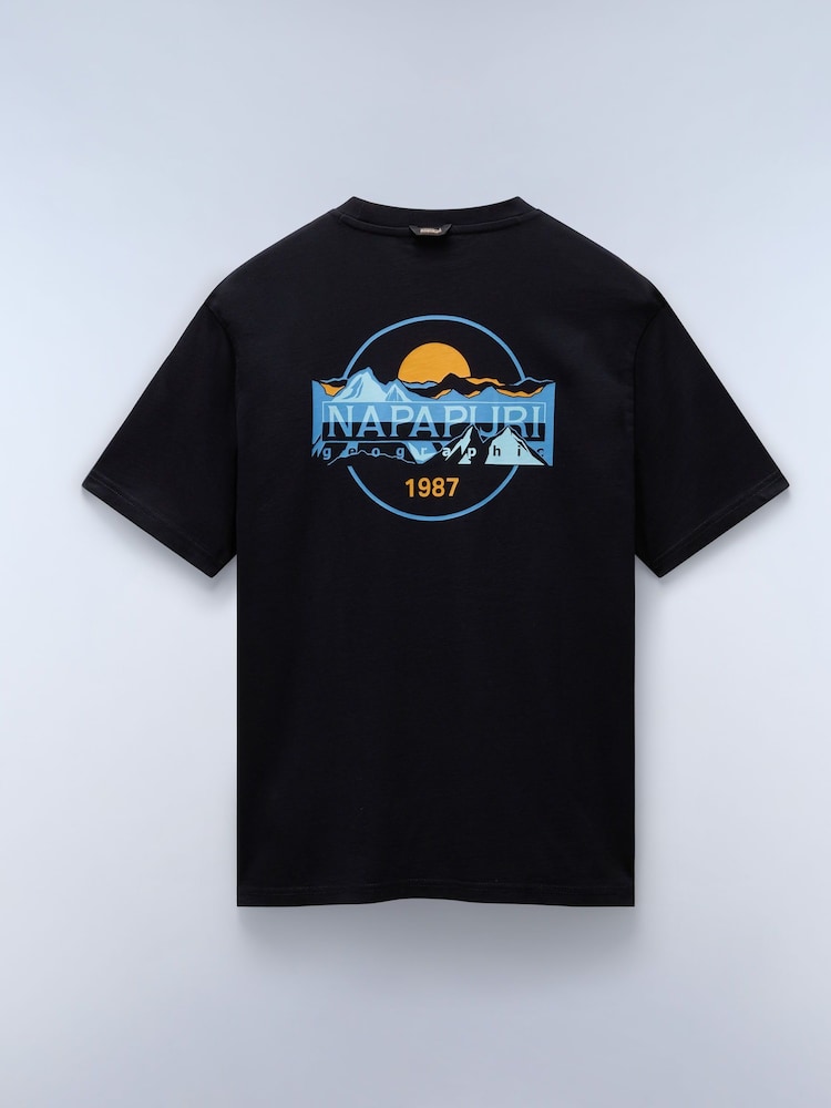 Napapijri Durand Black Short Sleeve 100% Cotton T-Shirt - Image 4 of 4