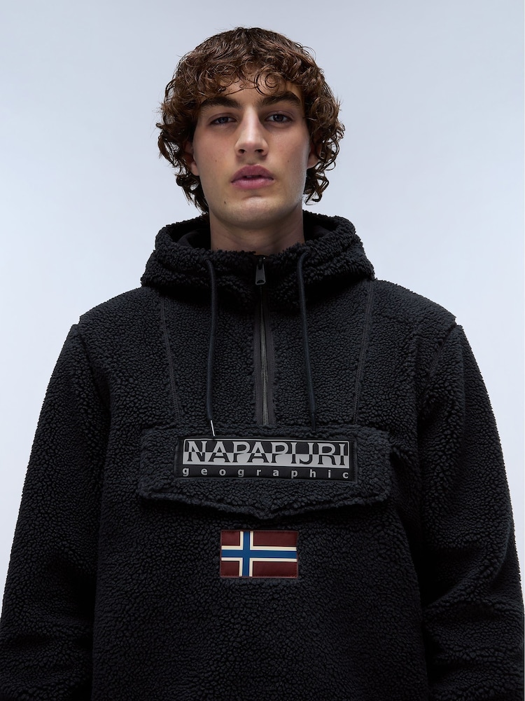 Napapijri Burgee Fleece Black Hoodie - Image 3 of 6