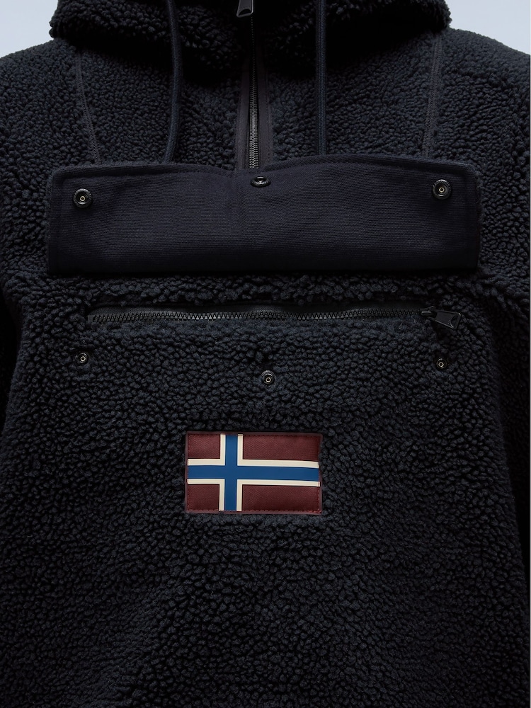 Napapijri Burgee Fleece Black Hoodie - Image 4 of 6