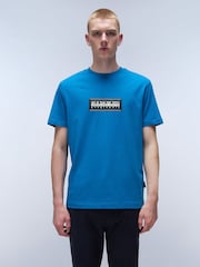Napapijri Blue 100% Cotton Box Short Sleeve T-Shirt - Image 1 of 5