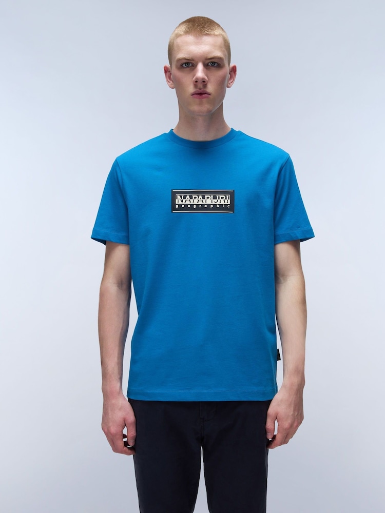 Napapijri Blue 100% Cotton Box Short Sleeve T-Shirt - Image 1 of 5