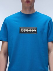 Napapijri Blue 100% Cotton Box Short Sleeve T-Shirt - Image 3 of 5