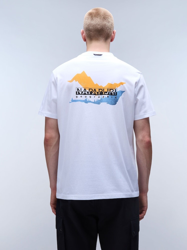 Napapijri Durand White Short Sleeve 100% Cotton T-Shirt - Image 2 of 5