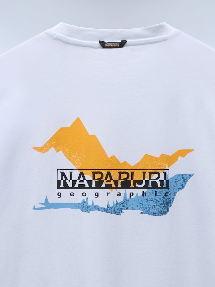 Napapijri Durand White Short Sleeve 100% Cotton T-Shirt - Image 5 of 5
