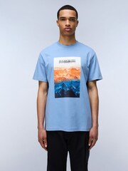 Napapijri Rollin Blue Short Sleeve 100% Cotton T-Shirt - Image 1 of 5
