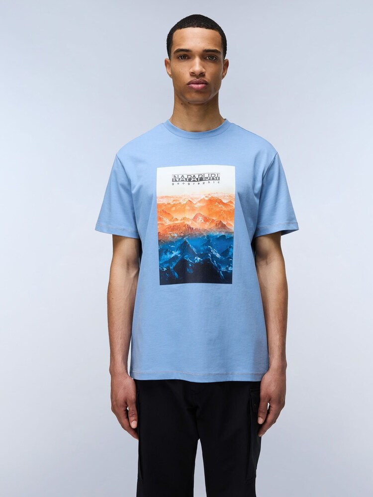 Napapijri Rollin Blue Short Sleeve 100% Cotton T-Shirt - Image 1 of 5