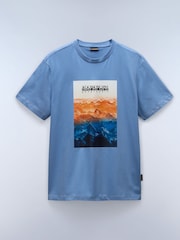 Napapijri Rollin Blue Short Sleeve 100% Cotton T-Shirt - Image 4 of 5