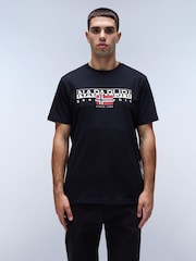 Napapijri Aylmer Black Short Sleeve 100% Cotton T-Shirt - Image 1 of 5