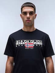 Napapijri Aylmer Black Short Sleeve 100% Cotton T-Shirt - Image 3 of 5