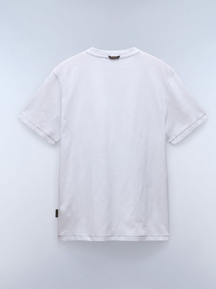 Napapijri Rollin Short Sleeve White 100% Cotton T-Shirt - Image 4 of 4