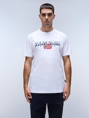Camiseta branca de manga curta Napapijri Aylmer  100% algodão - Imagem 1 de 5