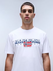 Camiseta branca de manga curta Napapijri Aylmer  100% algodão - Imagem 3 de 5