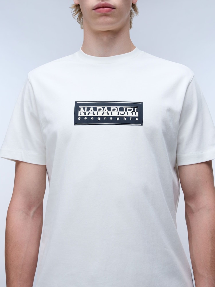 Napapijri 100% Cotton Box Mânecă scurtă Alb Tricou - Image 3 of 6