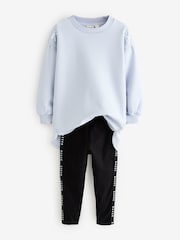 Baker by Ted Baker Blue Longline Logo Sweat Top and Leggings Set - Image 10 of 13