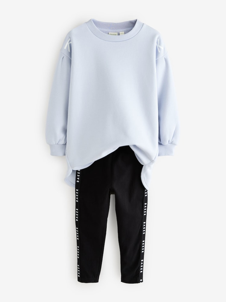 Baker by Ted Baker Blue Longline Logo Sweat Top and Leggings Set - Image 10 of 13