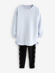 Baker by Ted Baker Blue Longline Logo Sweat Top and Leggings Set - Image 8 of 13