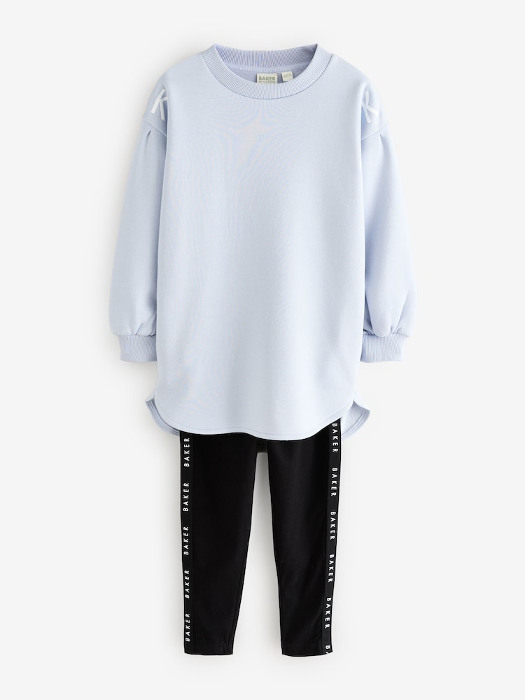 Baker by Ted Baker Blue Longline Logo Sweat Top and Leggings Set - Image 8 of 13