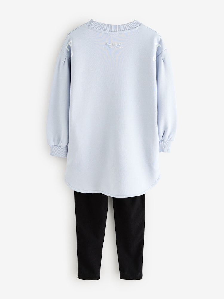Baker by Ted Baker Blue Longline Logo Sweat Top and Leggings Set - Image 9 of 13